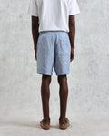 wax london men's Kurt - Blue Two-Tone Linen Shorts