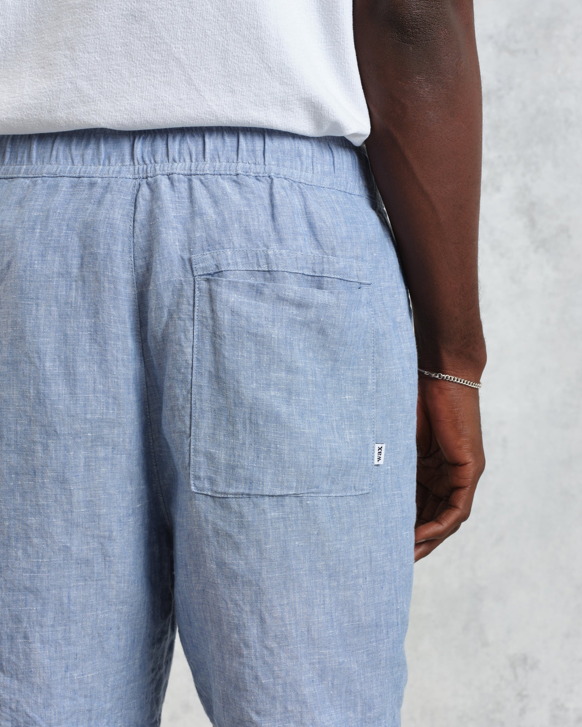wax london men's Kurt - Blue Two-Tone Linen Shorts