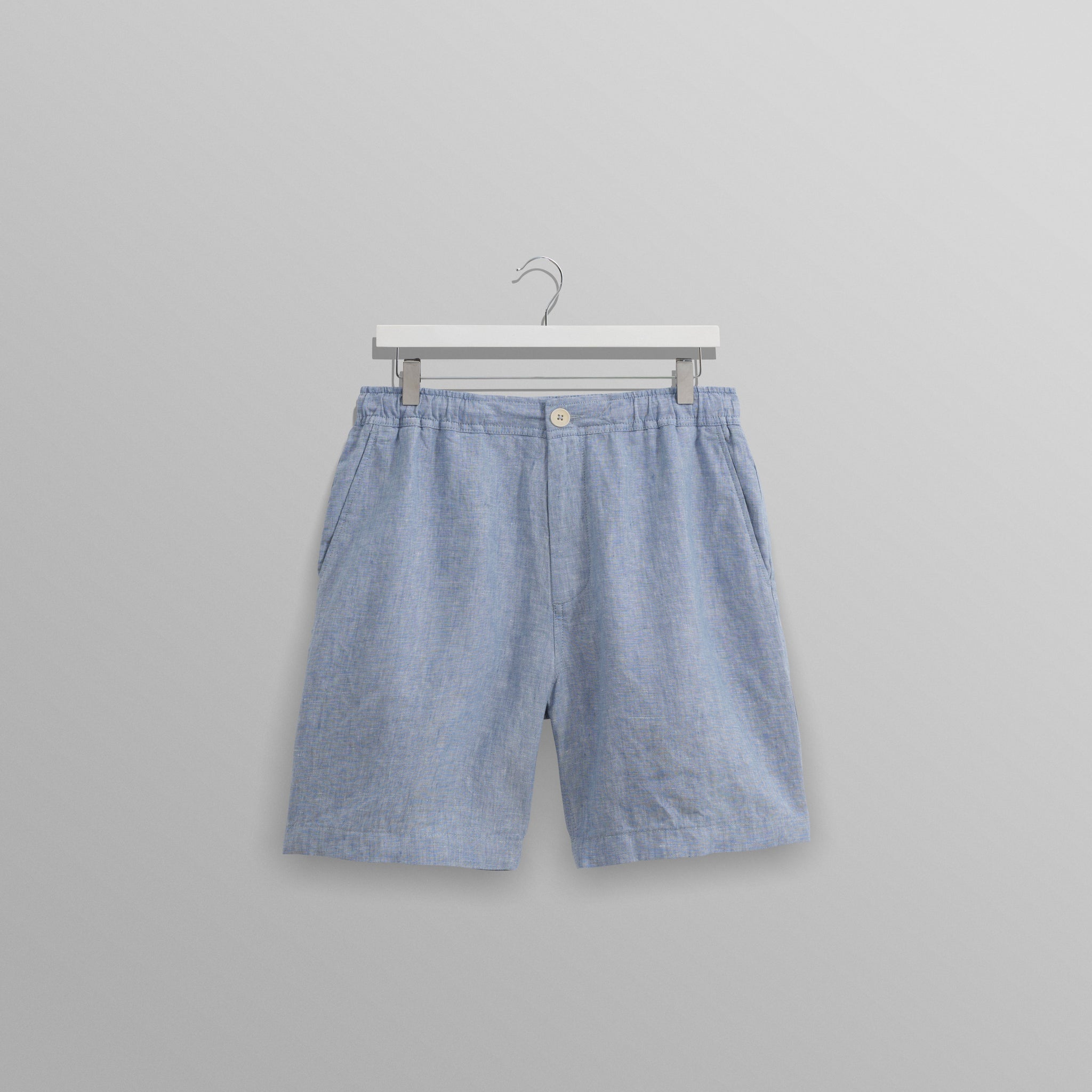 wax london men's Kurt - Blue Two-Tone Linen Shorts
