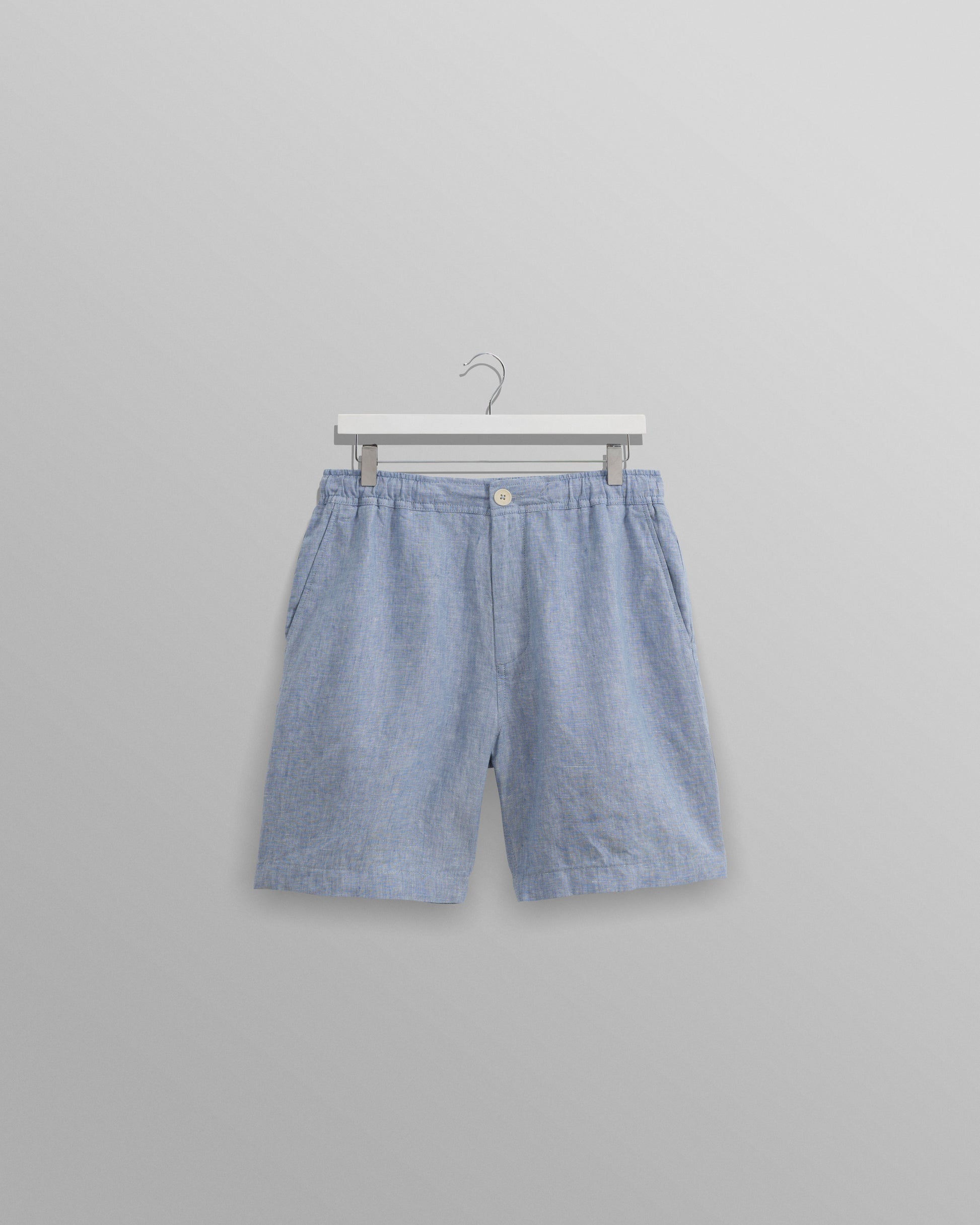 wax london men's Kurt - Blue Two-Tone Linen Shorts
