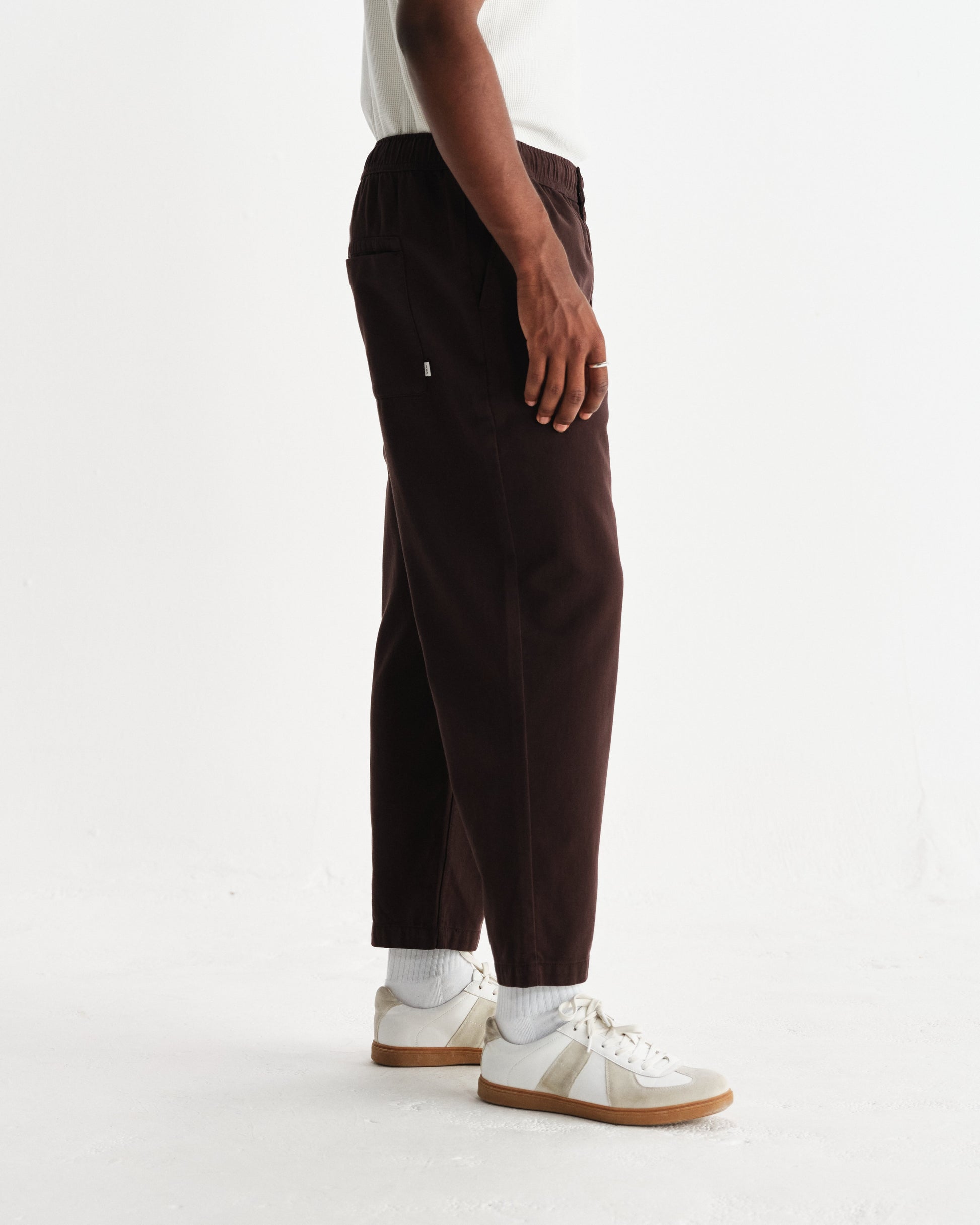 wax london men's Kurt - Dark Brown Organic Cotton Trousers