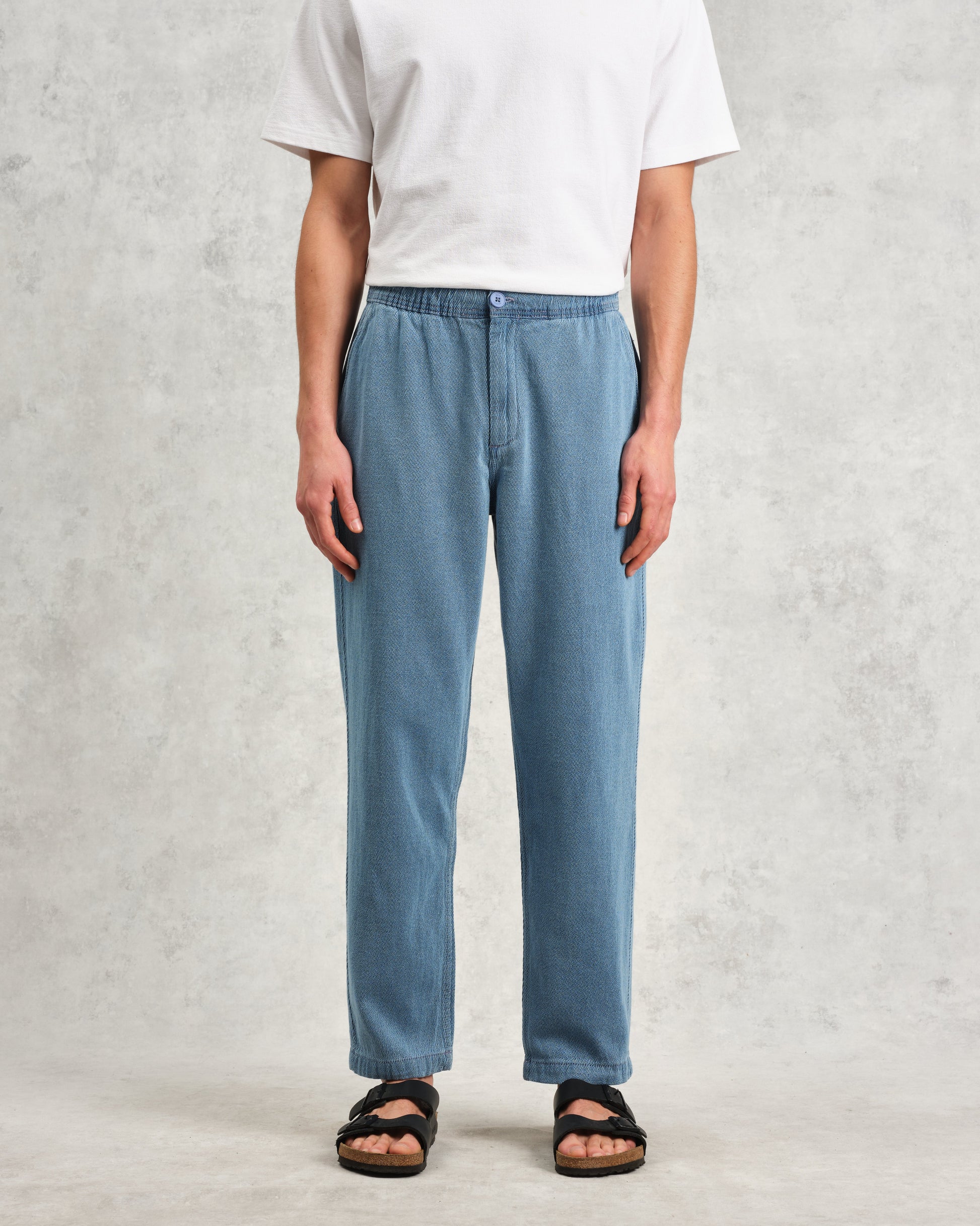 wax london men's Kurt - Indigo Organic Cotton Trousers
