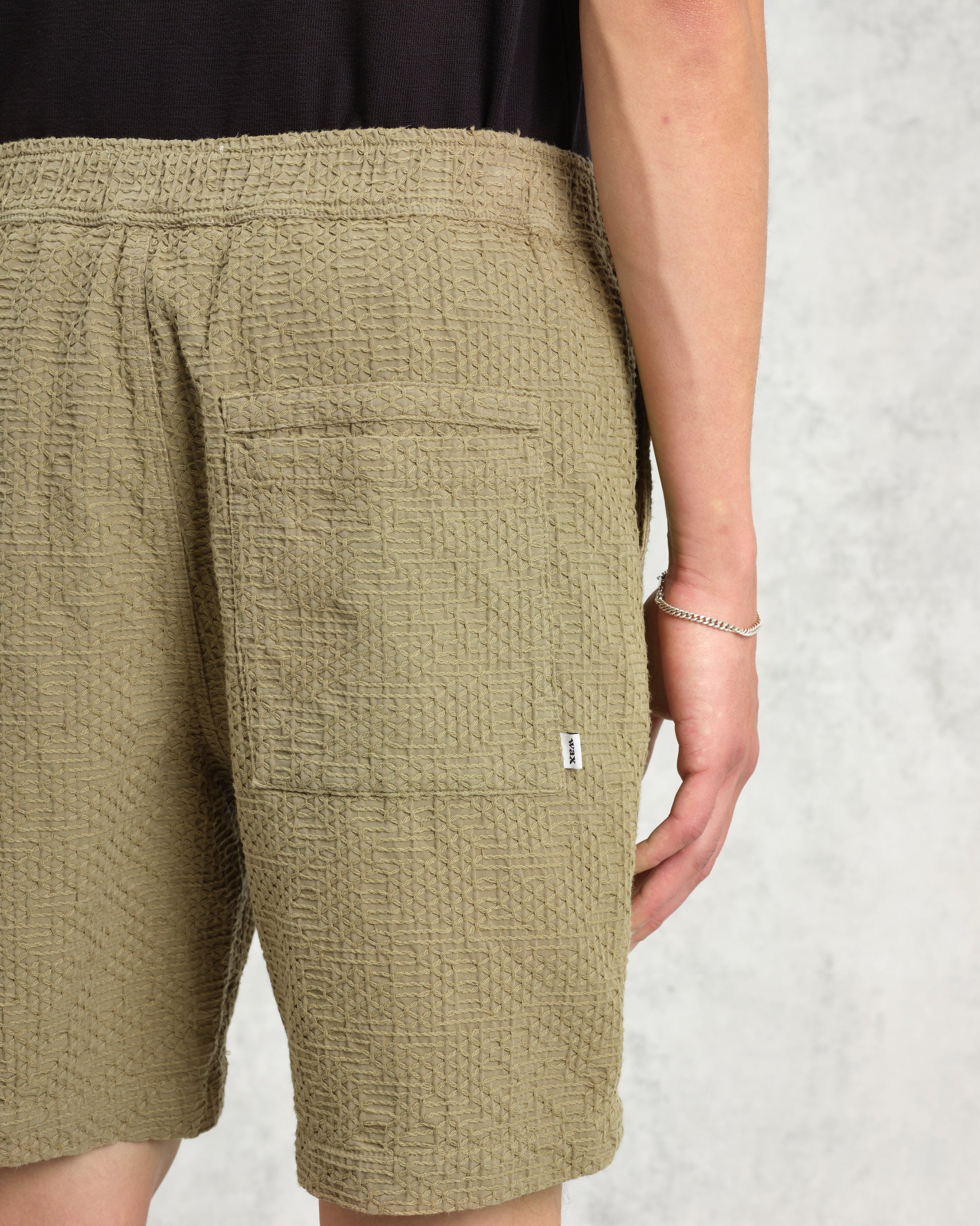 wax london men's Kurt - Khaki Honeycomb Cotton Shorts