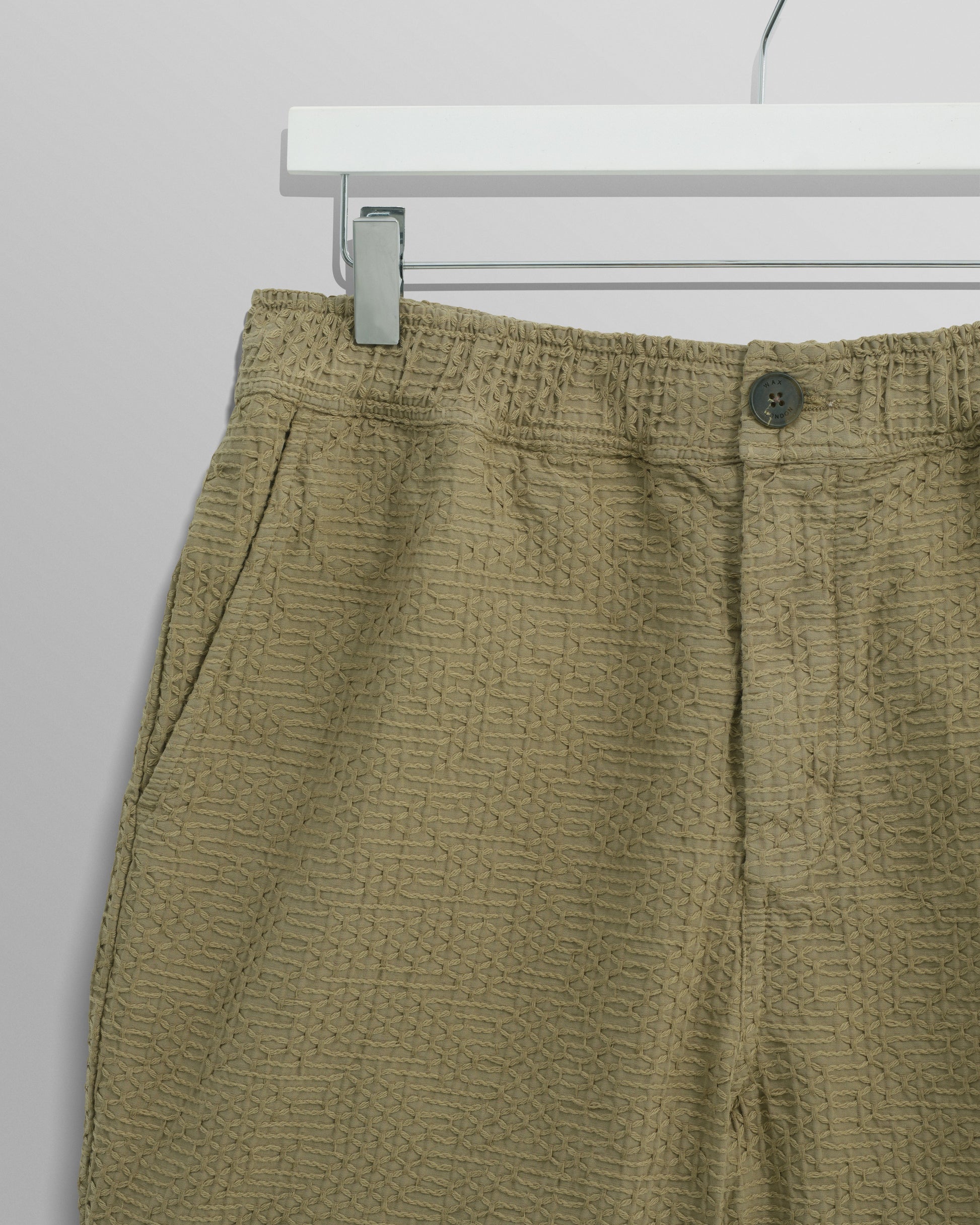 wax london men's Kurt - Khaki Honeycomb Cotton Shorts