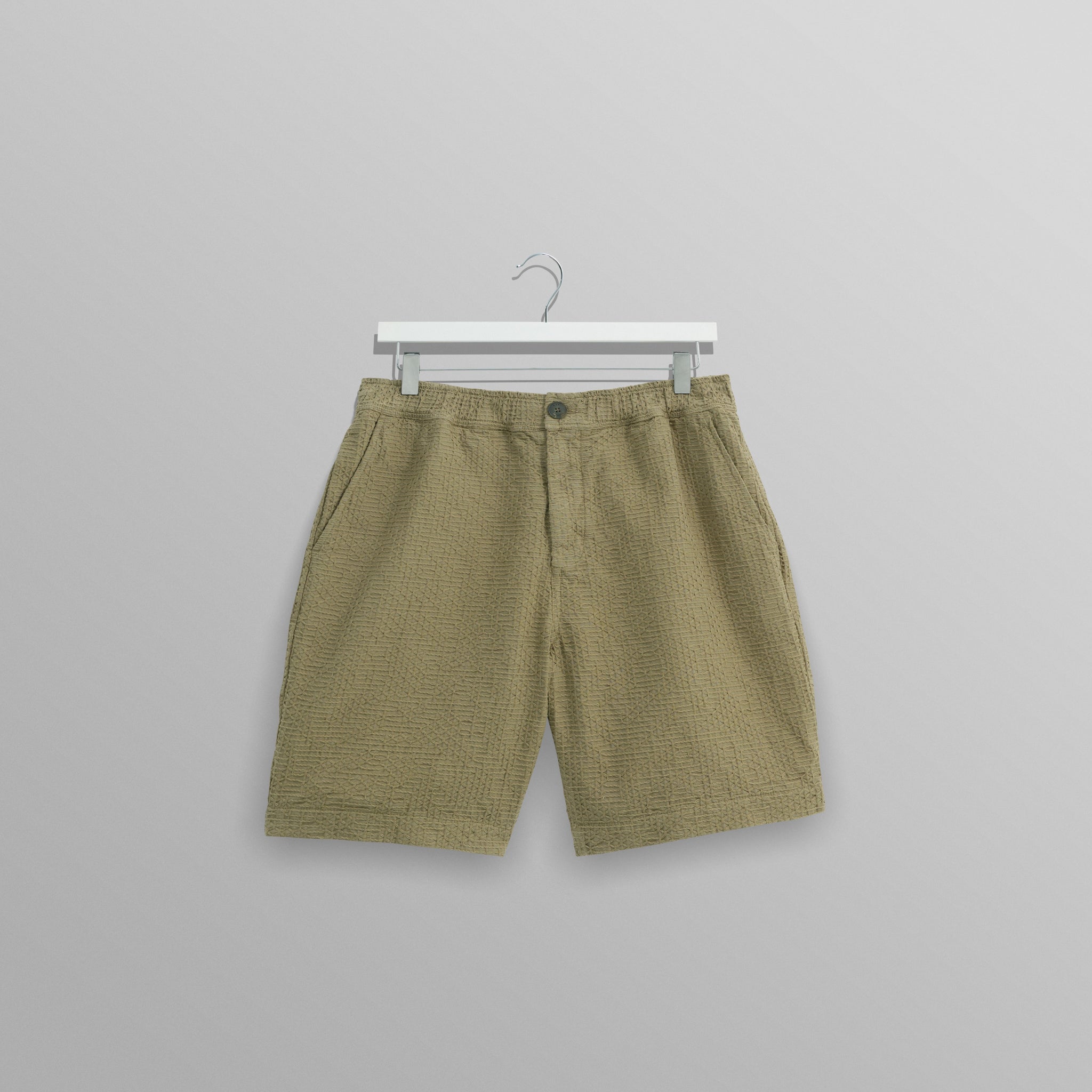 wax london men's Kurt - Khaki Honeycomb Cotton Shorts