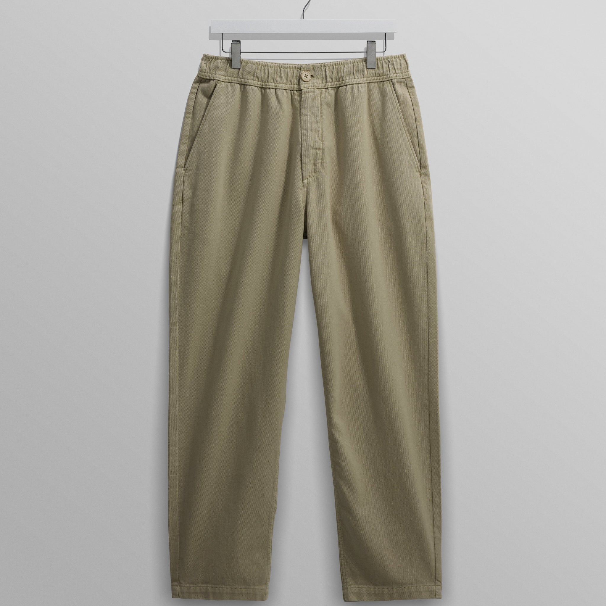 wax london men's Kurt - Light Khaki Organic Cotton Trousers