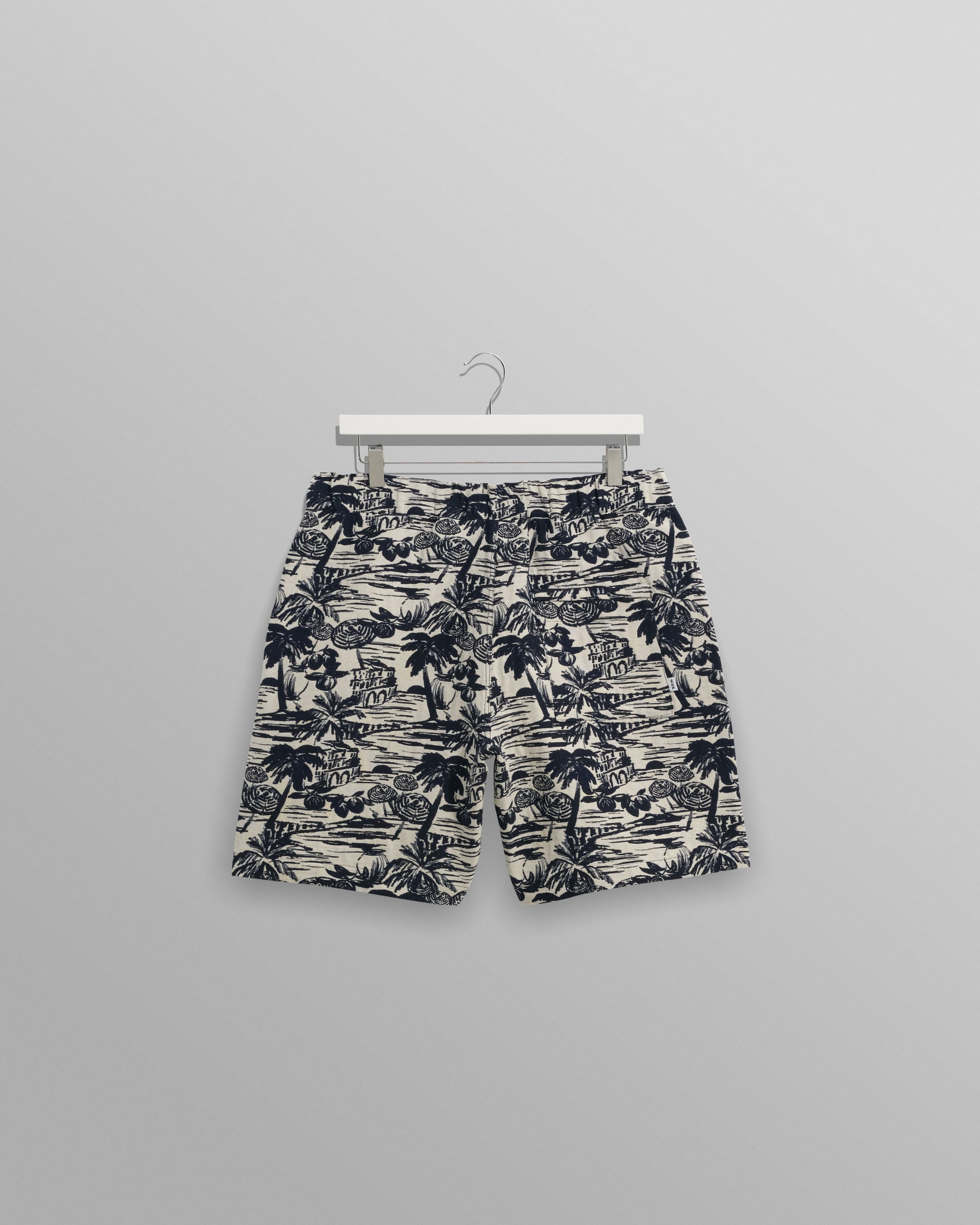 wax london men's Kurt - Navy And Ecru Beach Jacquard Shorts
