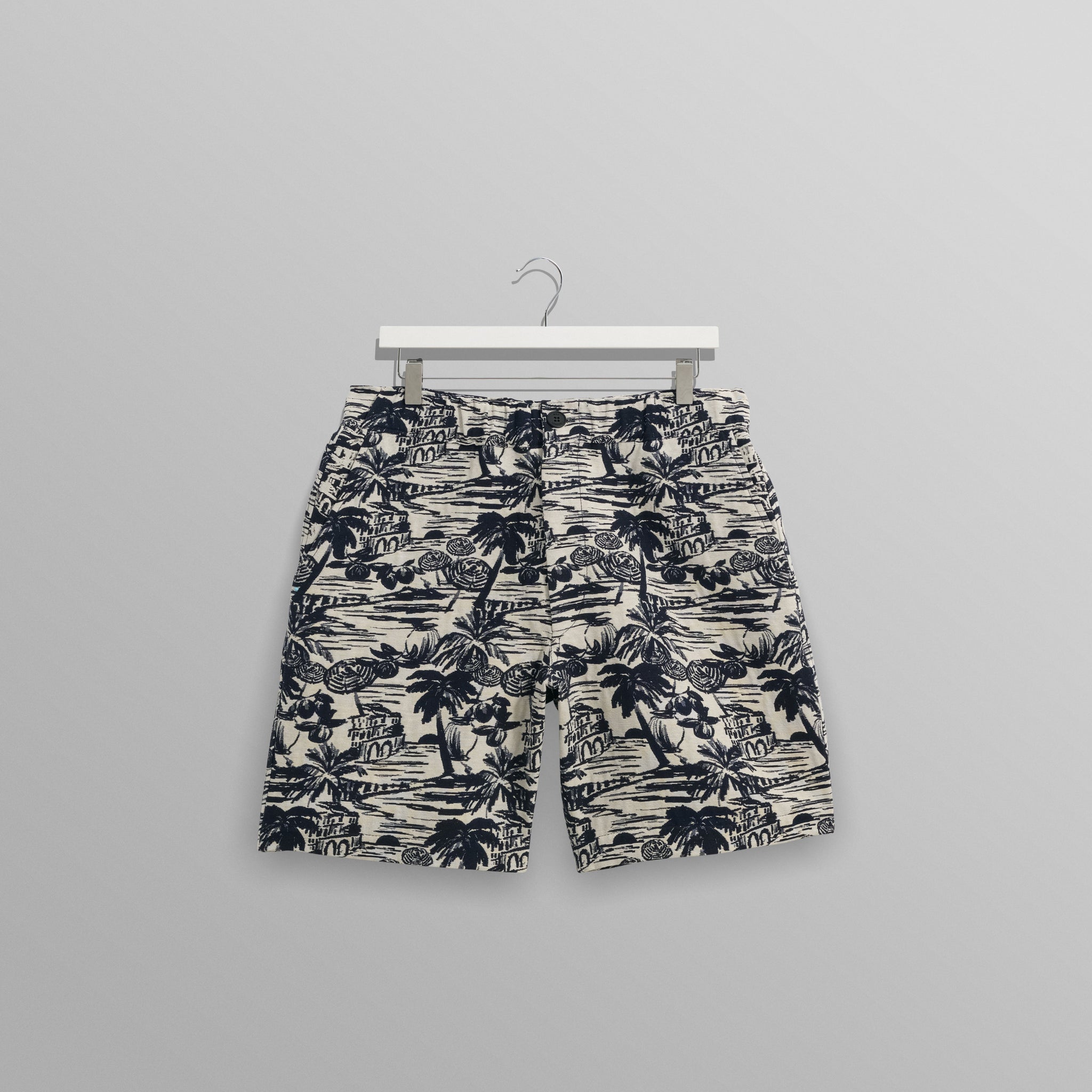 wax london men's Kurt - Navy And Ecru Beach Jacquard Shorts