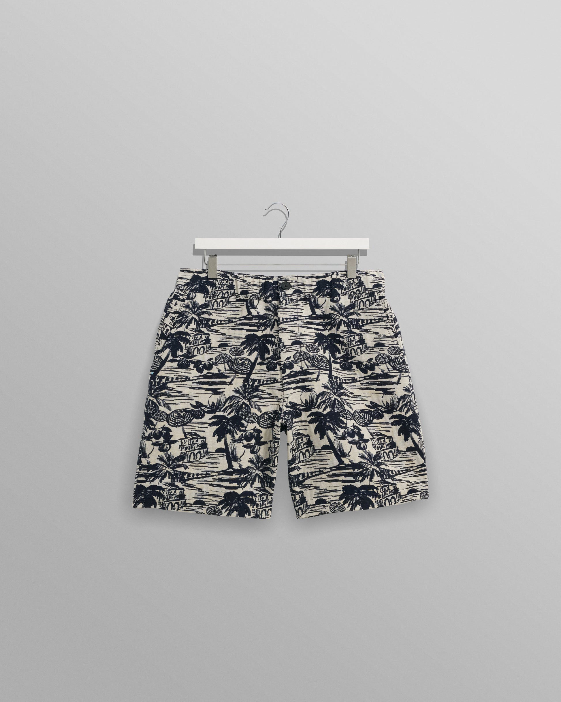 wax london men's Kurt - Navy And Ecru Beach Jacquard Shorts