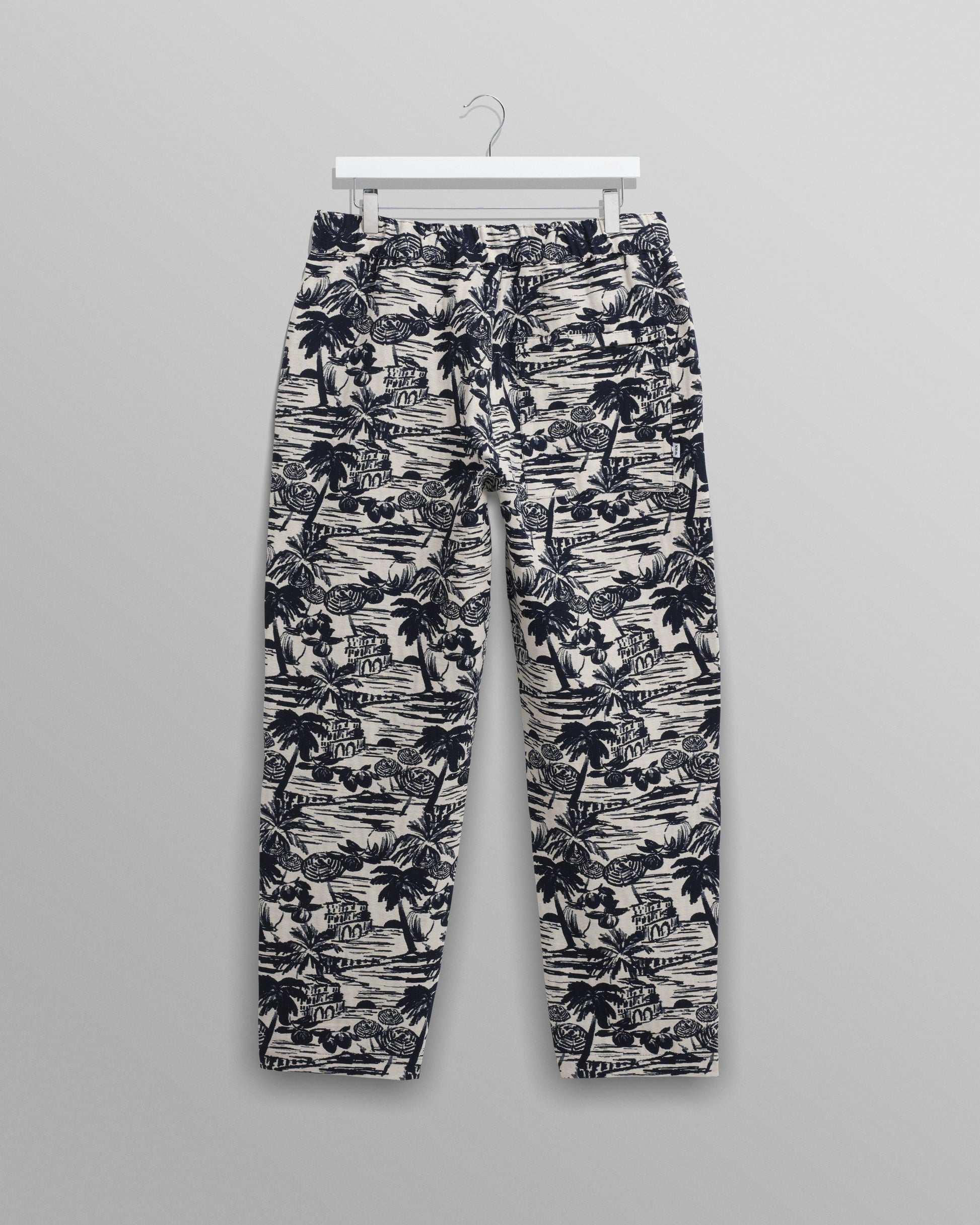 wax london men's Kurt - Navy And Ecru Beach Jacquard Trousers