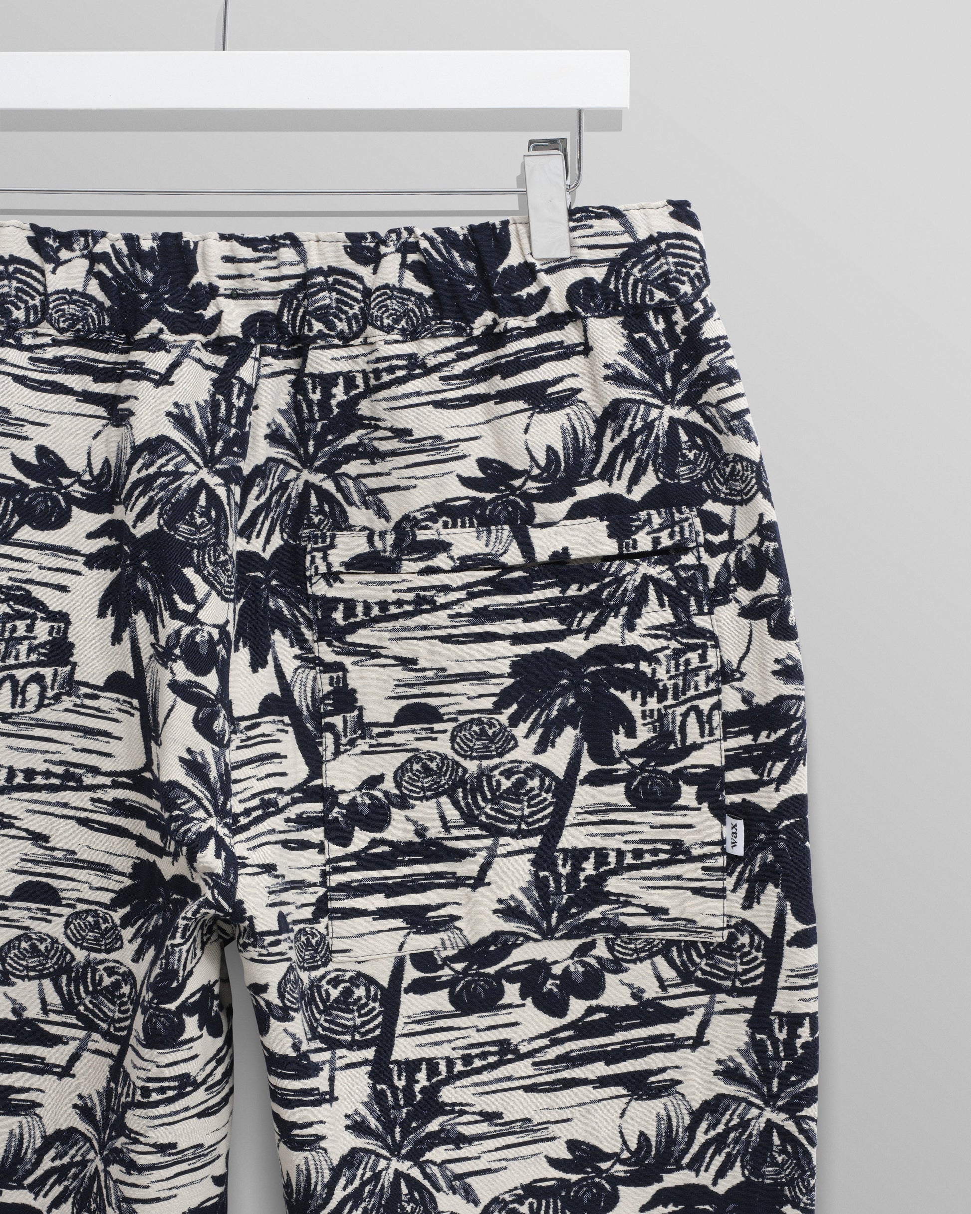 wax london men's Kurt - Navy And Ecru Beach Jacquard Trousers