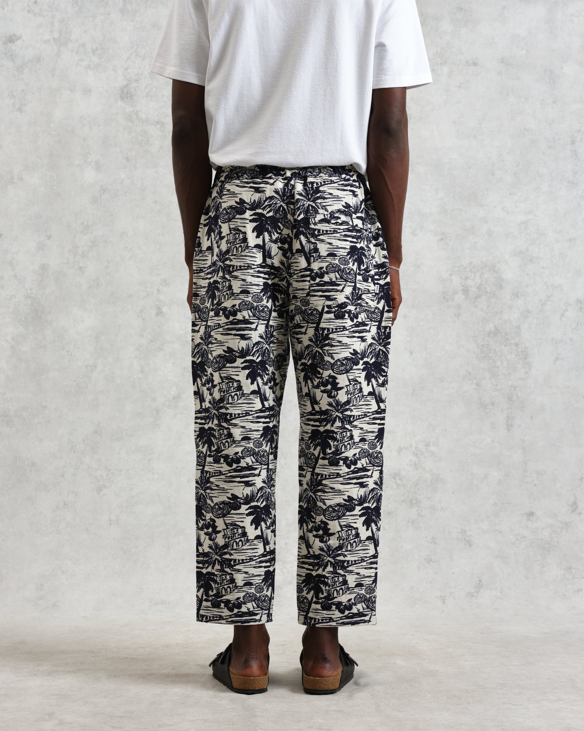 wax london men's Kurt - Navy And Ecru Beach Jacquard Trousers