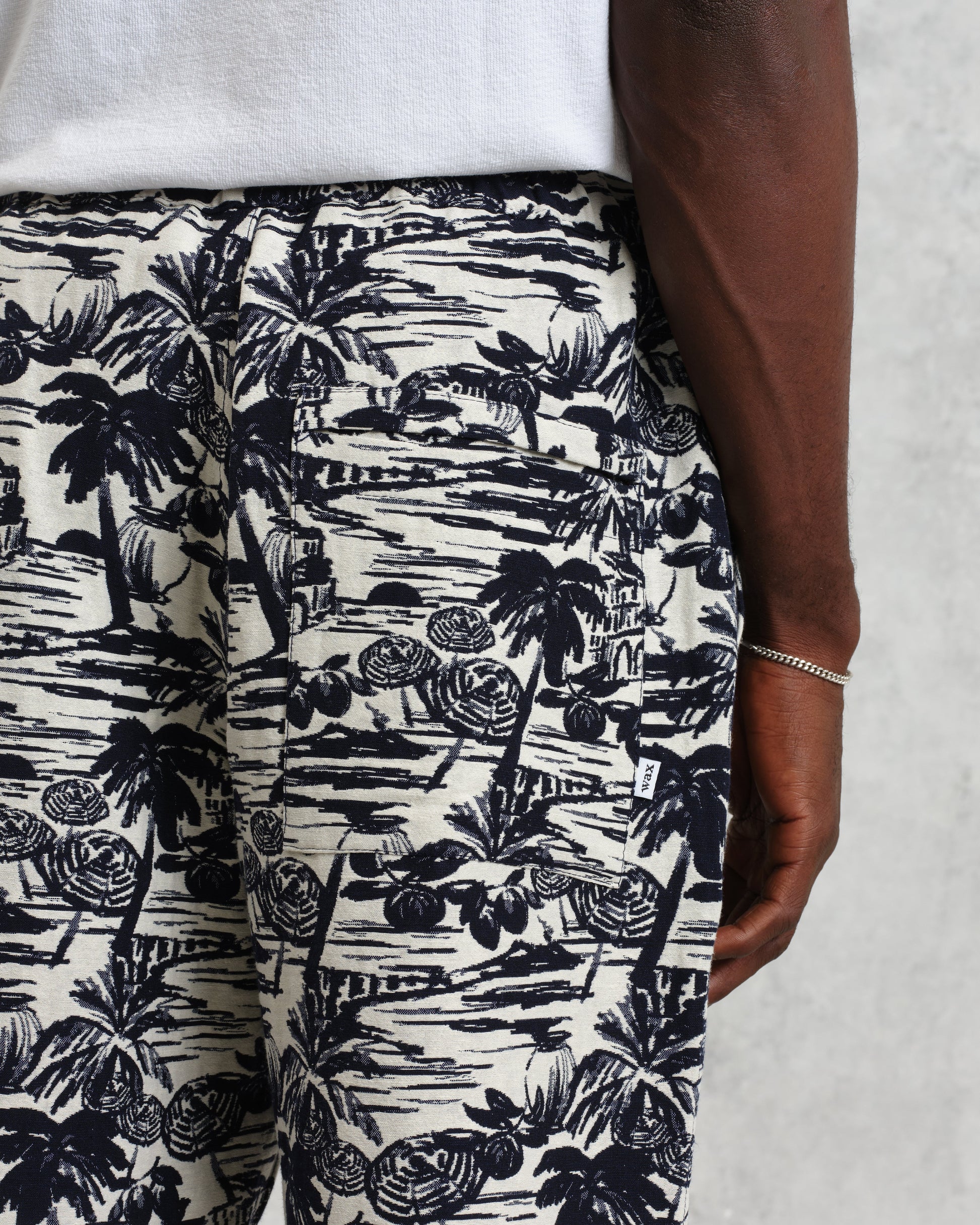 wax london men's Kurt - Navy And Ecru Beach Jacquard Trousers