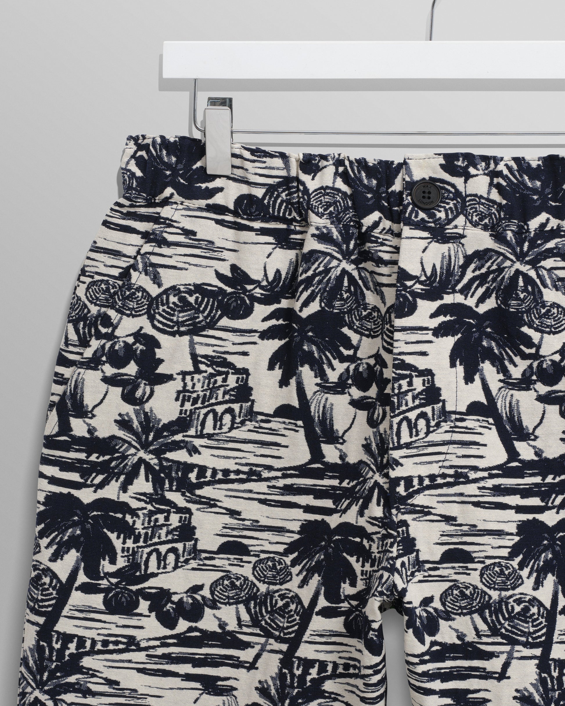 wax london men's Kurt - Navy And Ecru Beach Jacquard Trousers