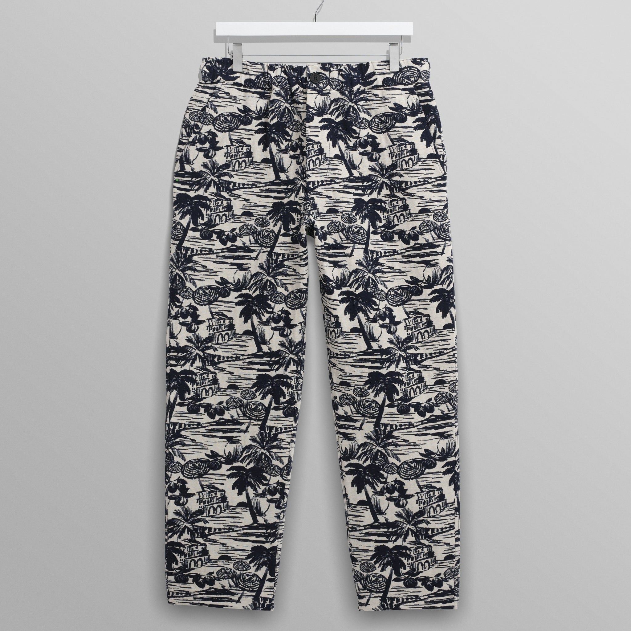 wax london men's Kurt - Navy And Ecru Beach Jacquard Trousers