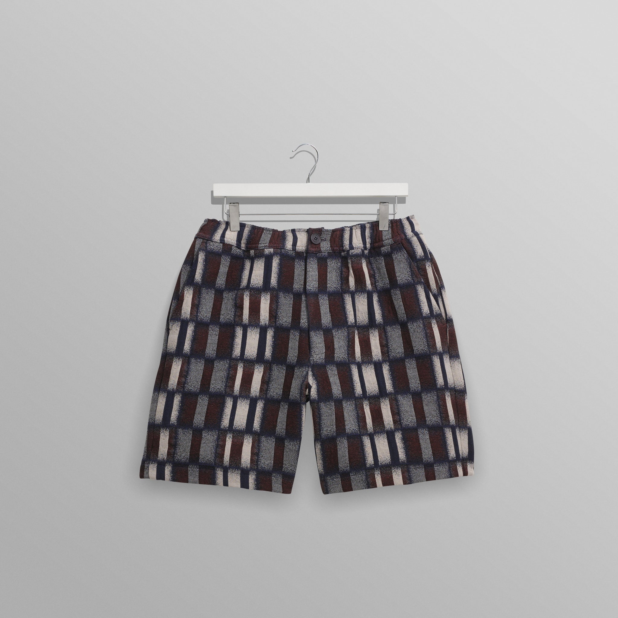 wax london men's Kurt - Navy And Red Ombre Grid Shorts