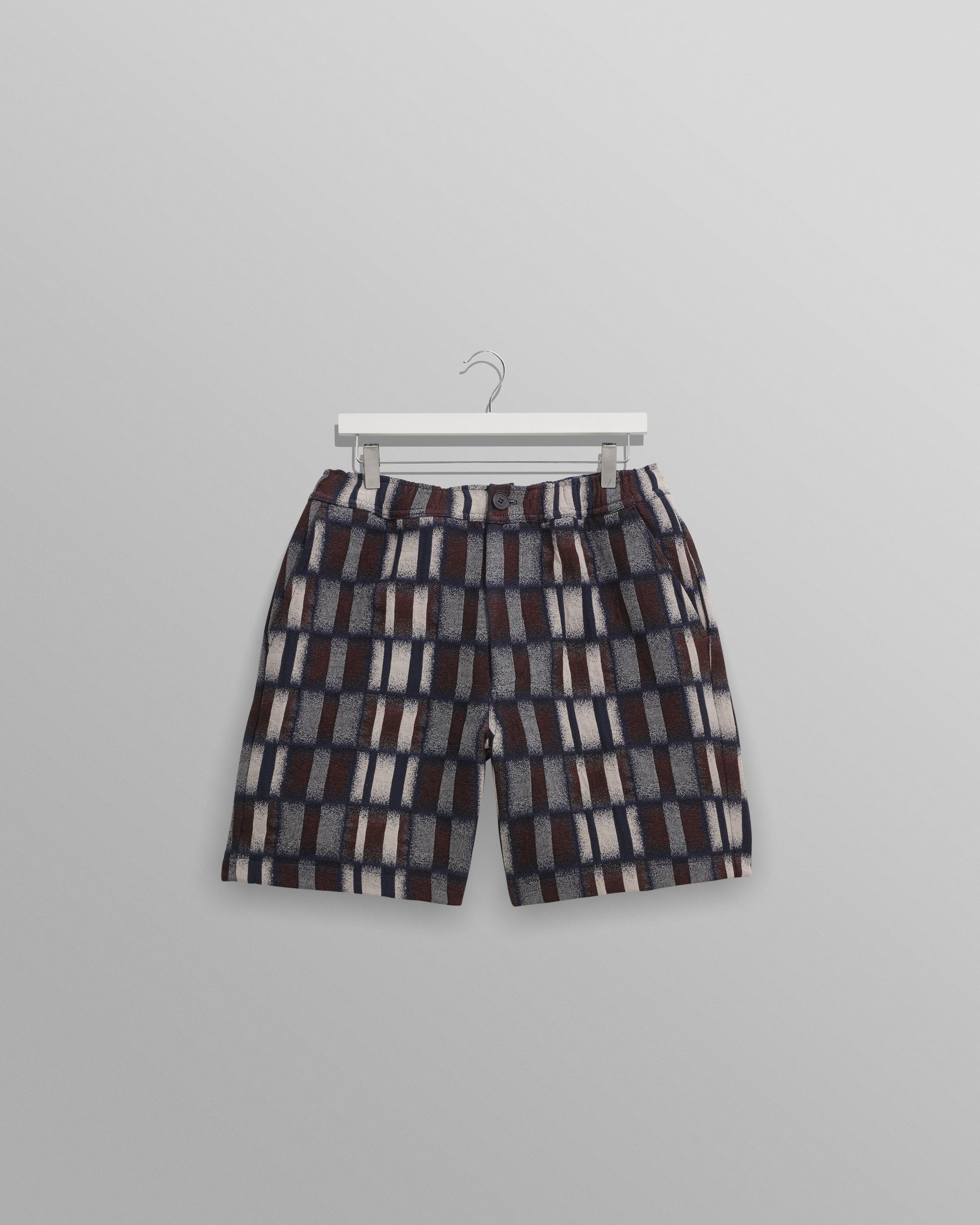 wax london men's Kurt - Navy And Red Ombre Grid Shorts