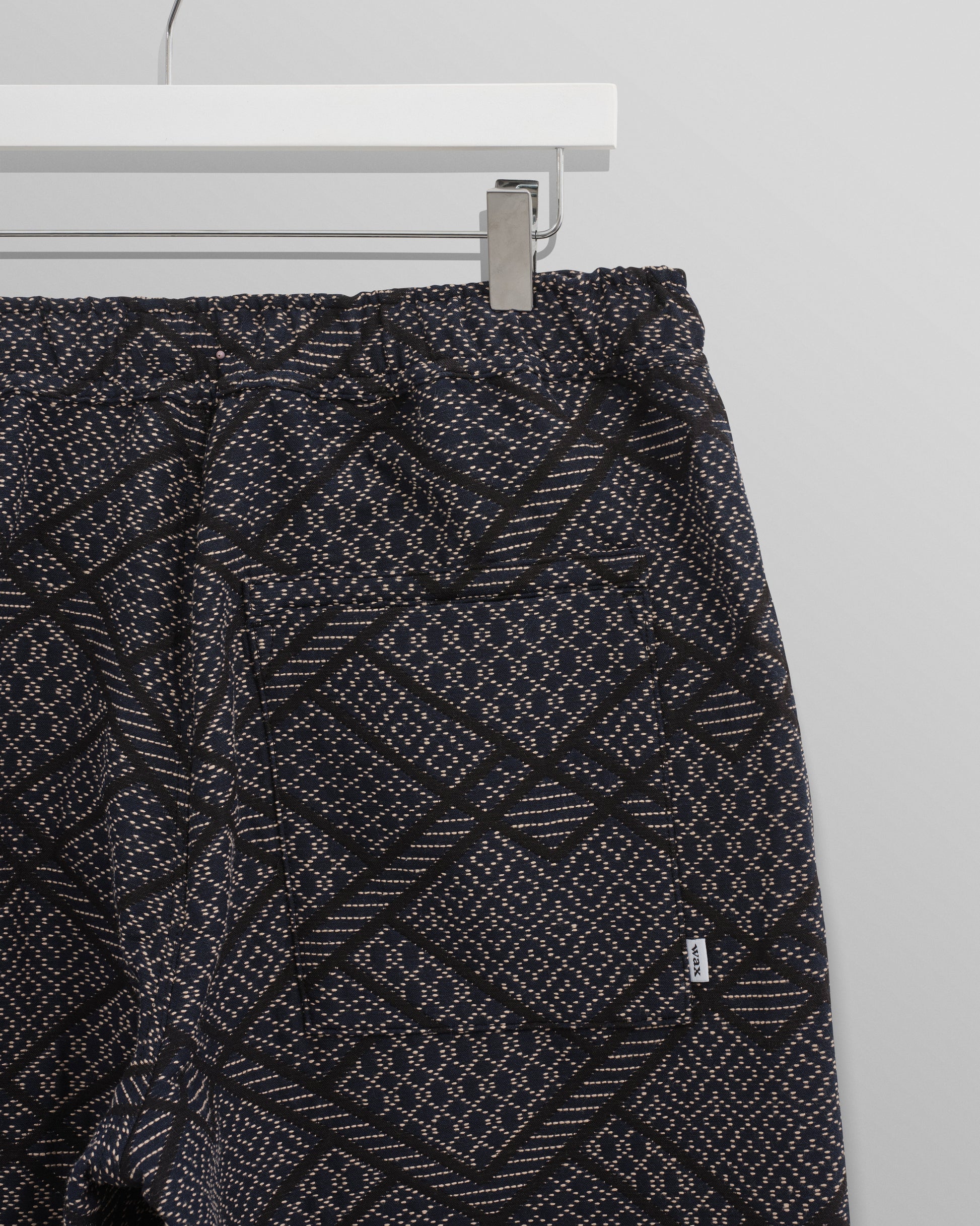 wax london men's Kurt - Navy Diamond Stitch Jacquard Trousers