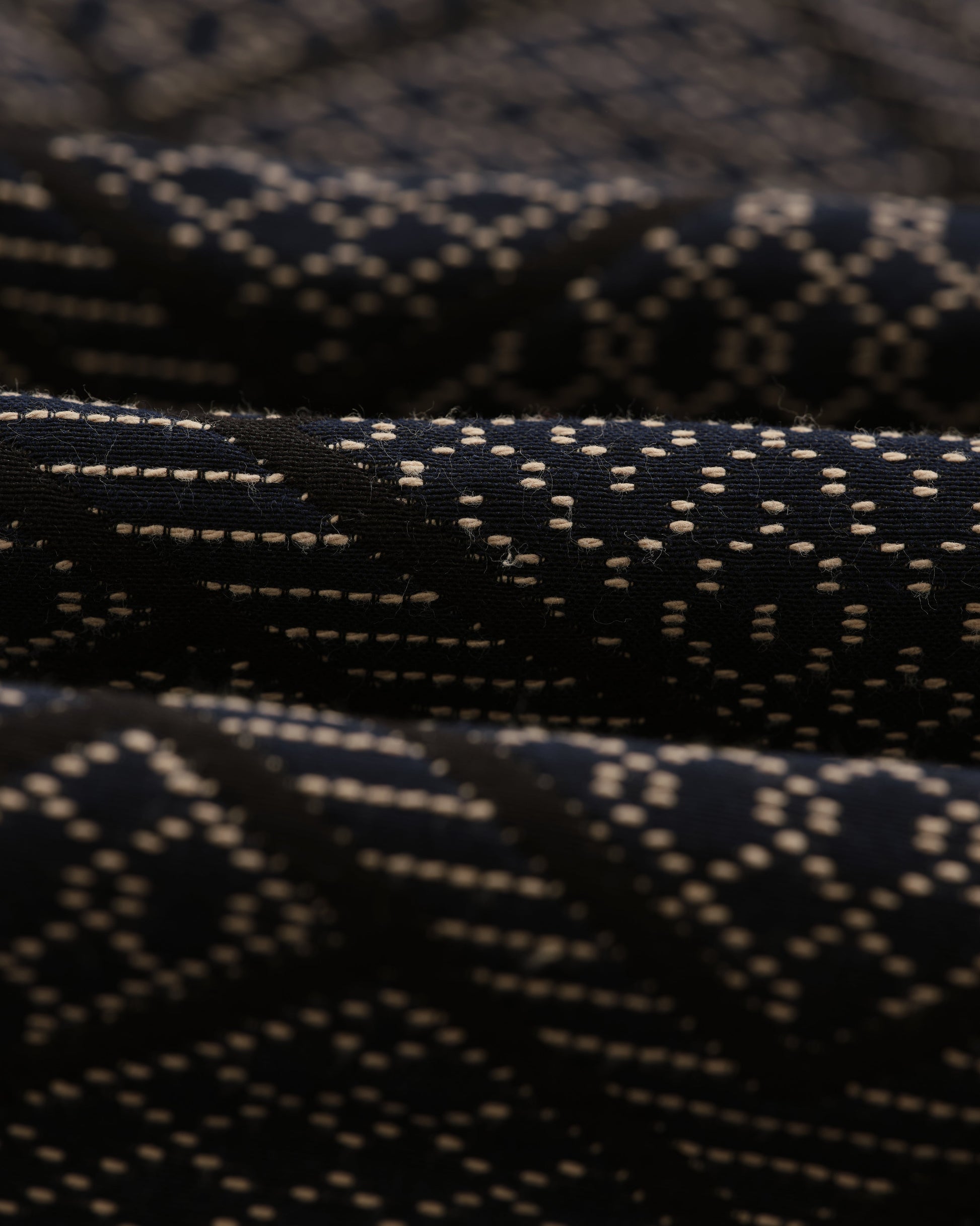 wax london men's Kurt - Navy Diamond Stitch Jacquard Trousers