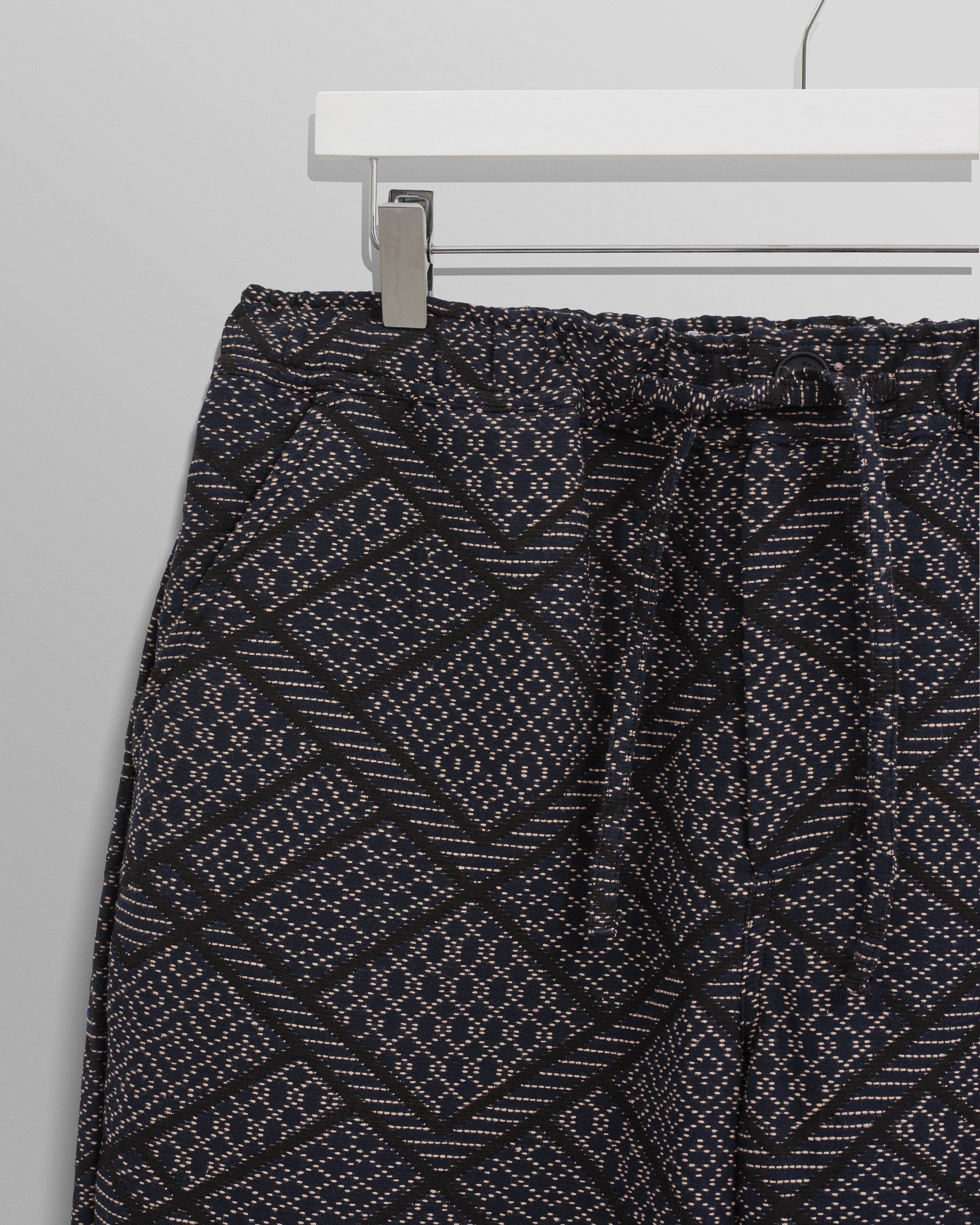 wax london men's Kurt - Navy Diamond Stitch Jacquard Trousers
