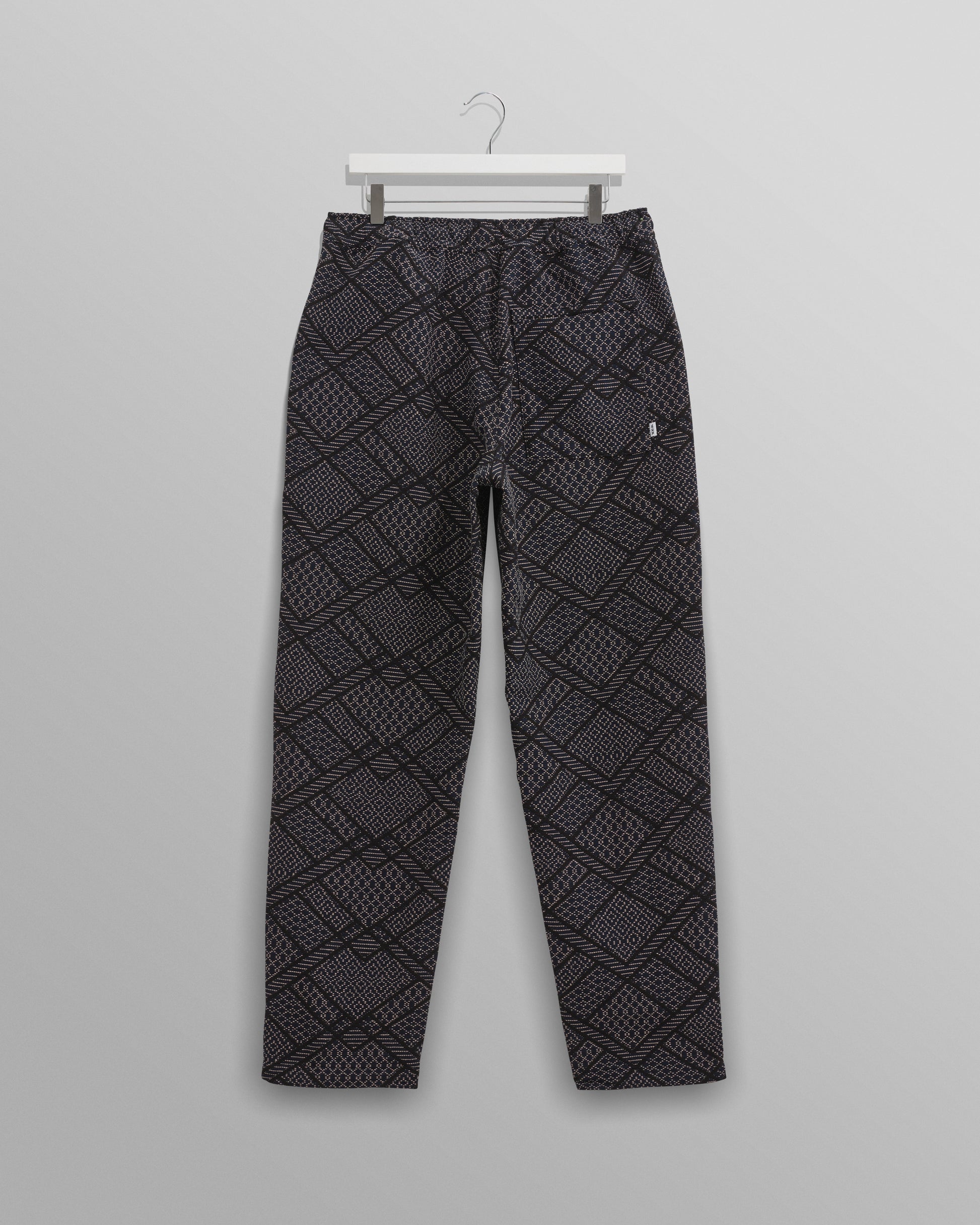 wax london men's Kurt - Navy Diamond Stitch Jacquard Trousers