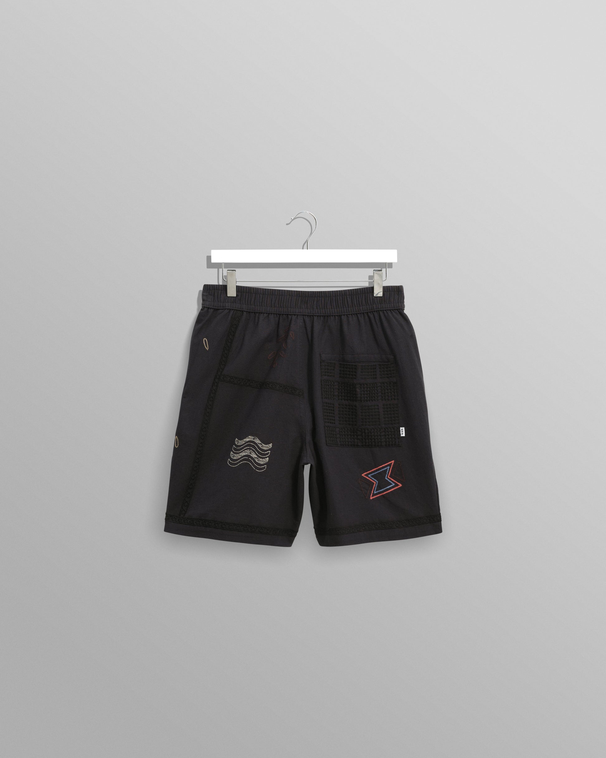 wax london men's Kurt - Navy Doodle Embroidered Shorts