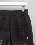 wax london men's Kurt - Navy Doodle Embroidered Shorts