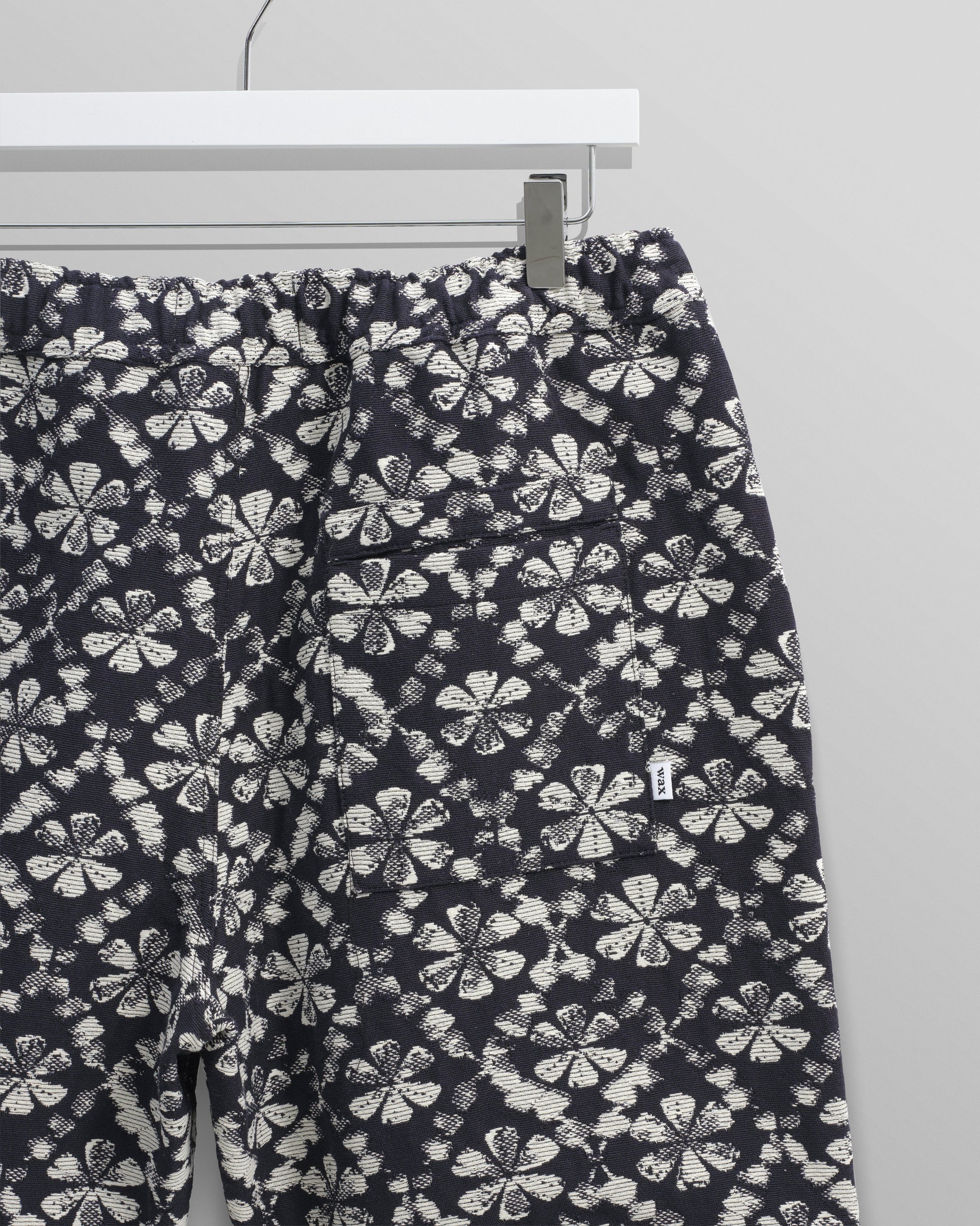 wax london men's Kurt - Navy Flower Stamp Jacquard Shorts