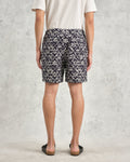 wax london men's Kurt - Navy Flower Stamp Jacquard Shorts