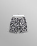 wax london men's Kurt - Navy Flower Stamp Jacquard Shorts