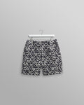wax london men's Kurt - Navy Flower Stamp Jacquard Shorts