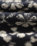 wax london men's Kurt - Navy Flower Stamp Jacquard Trousers