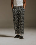 wax london men's Kurt - Navy Flower Stamp Jacquard Trousers