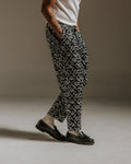 wax london men's Kurt - Navy Flower Stamp Jacquard Trousers