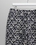 wax london men's Kurt - Navy Flower Stamp Jacquard Trousers