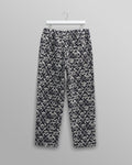 wax london men's Kurt - Navy Flower Stamp Jacquard Trousers