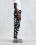 wax london men's Kurt - Navy Geometric Jacquard Trousers