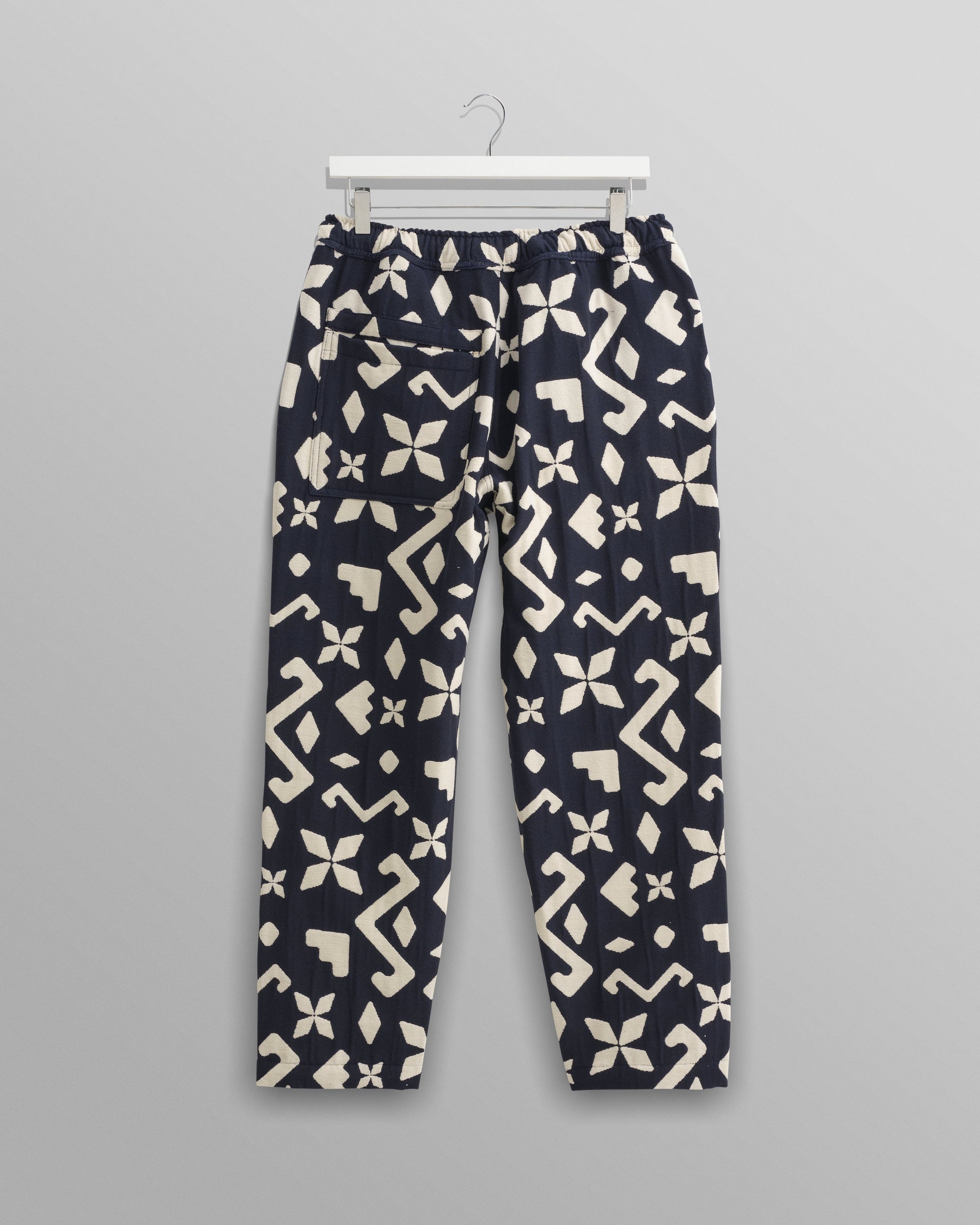 wax london men's Kurt - Navy Geometric Jacquard Trousers