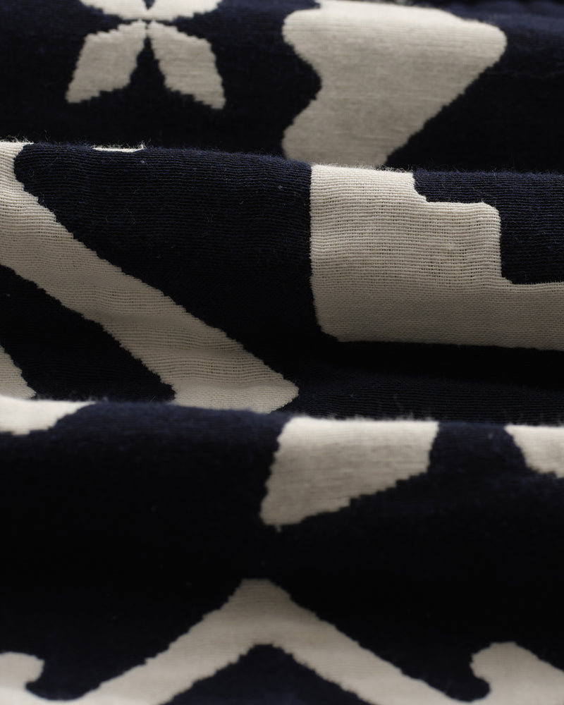 wax london men's Kurt - Navy Geometric Jacquard Trousers