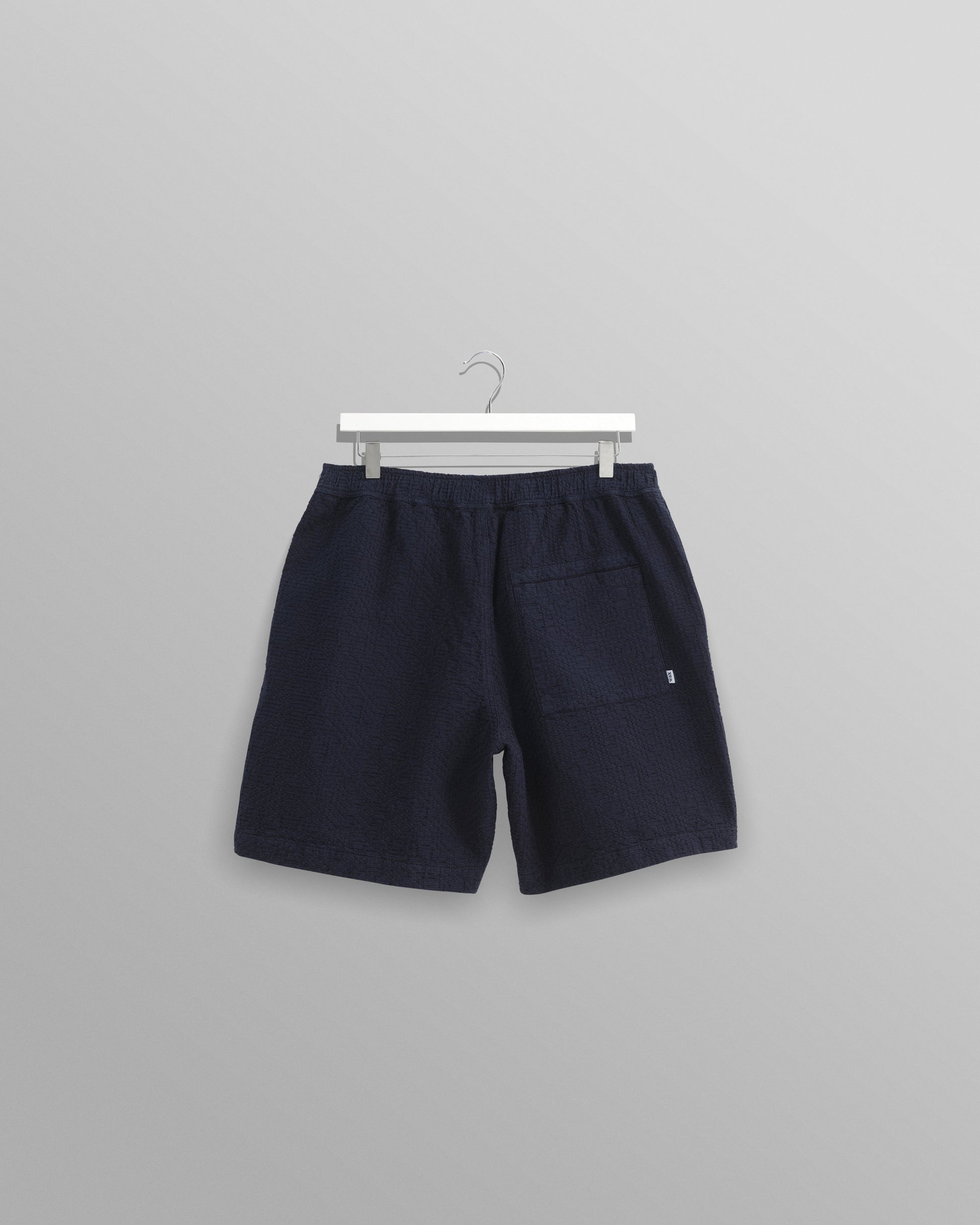 wax london men's Kurt - Navy Honeycomb Cotton Shorts