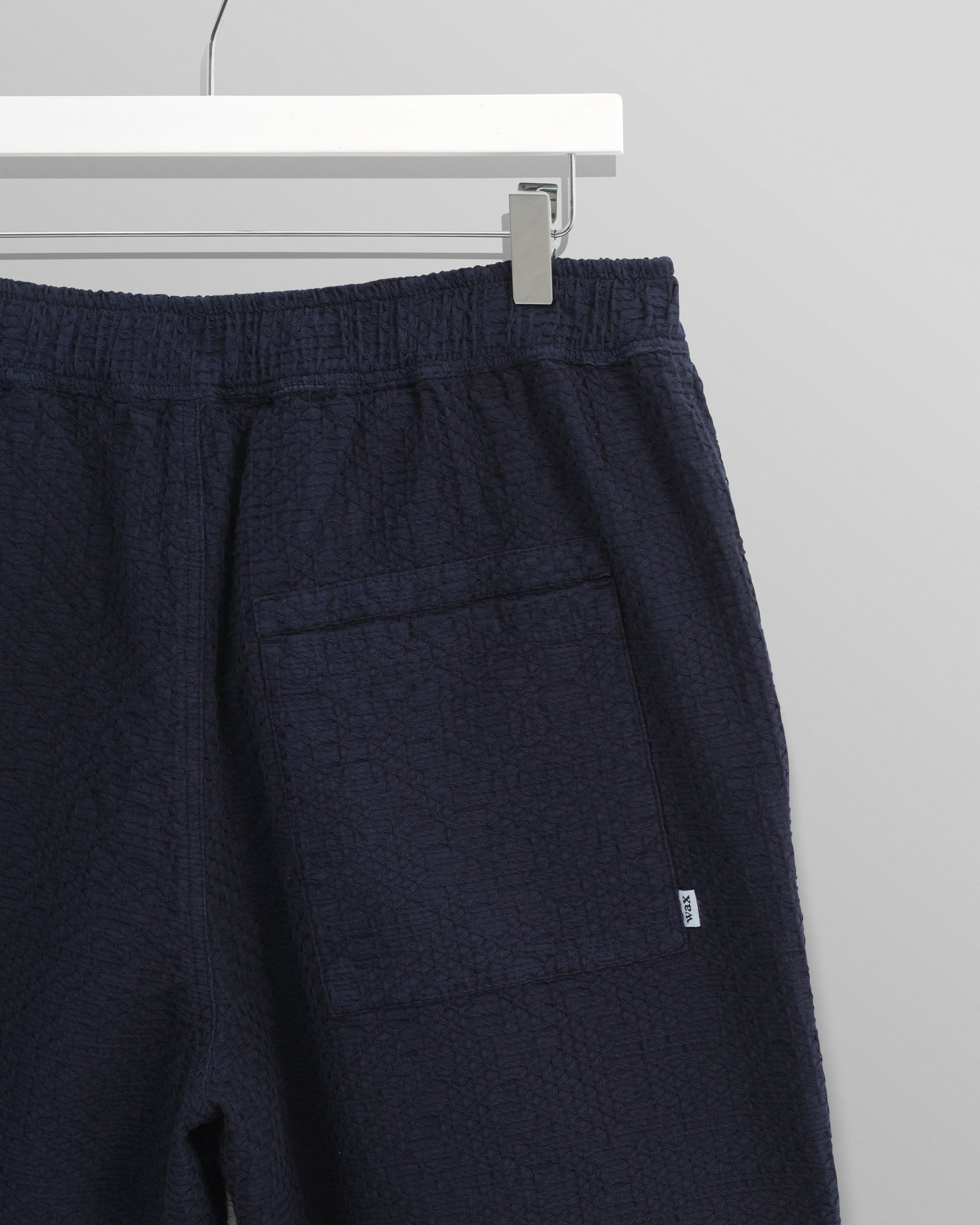 wax london men's Kurt - Navy Honeycomb Cotton Shorts