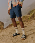wax london men's Kurt - Navy Honeycomb Cotton Shorts