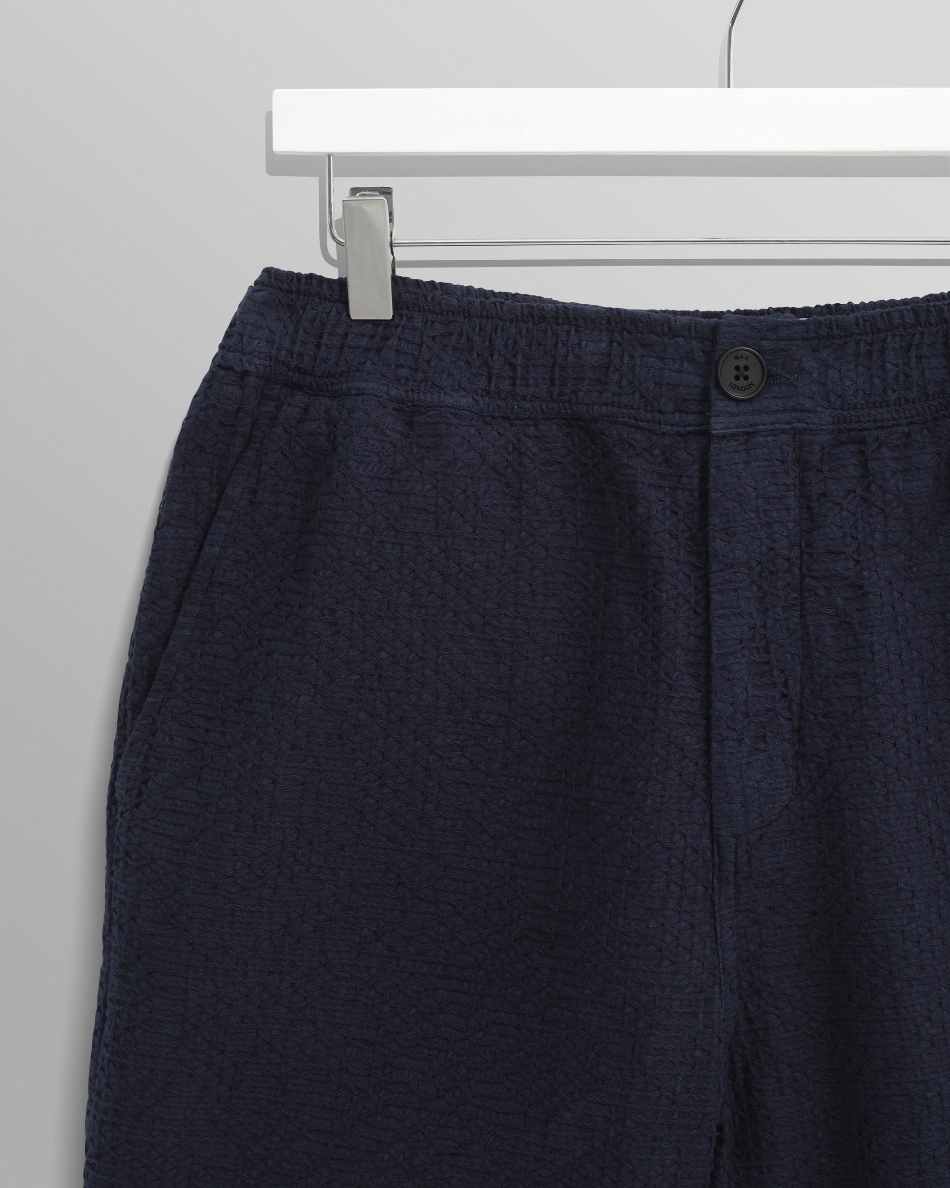 wax london men's Kurt - Navy Honeycomb Cotton Shorts