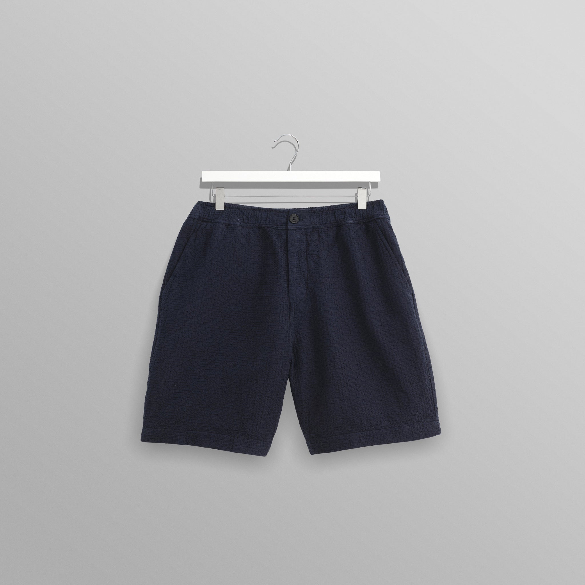 wax london men's Kurt - Navy Honeycomb Cotton Shorts