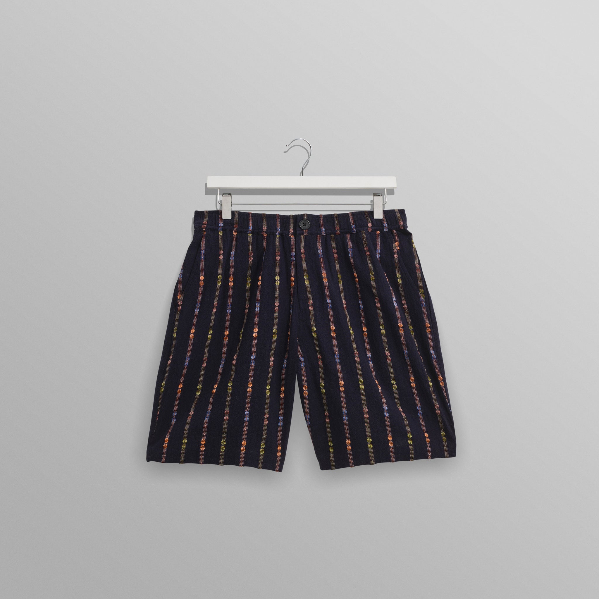 wax london men's Kurt - Navy Stripe Shorts