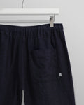 wax london men's Kurt - Navy Two-Tone Linen Shorts