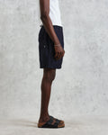 wax london men's Kurt - Navy Two-Tone Linen Shorts