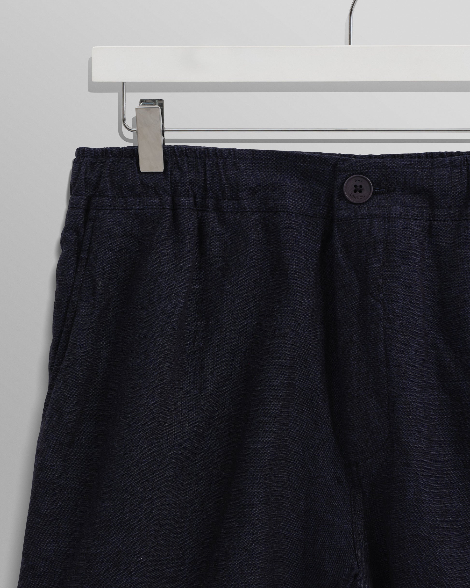 wax london men's Kurt - Navy Two-Tone Linen Shorts