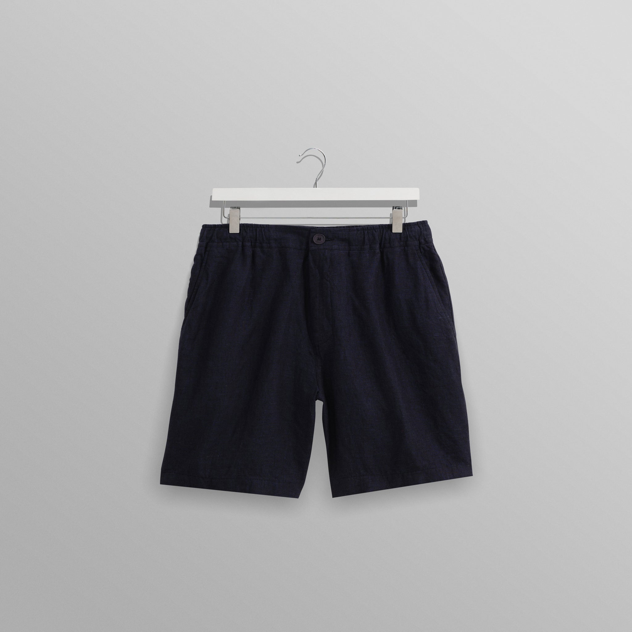 wax london men's Kurt - Navy Two-Tone Linen Shorts