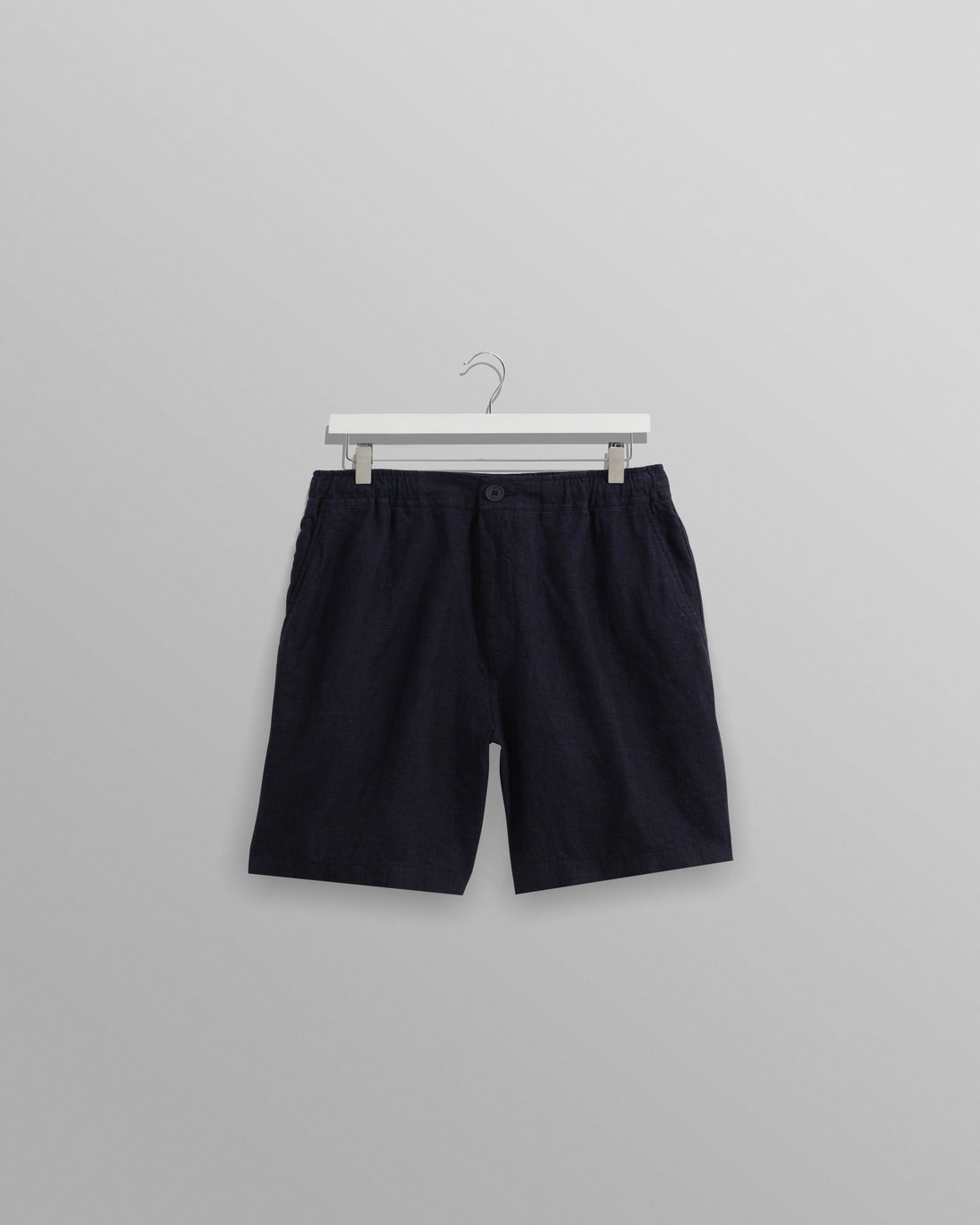 wax london men's Kurt - Navy Two-Tone Linen Shorts